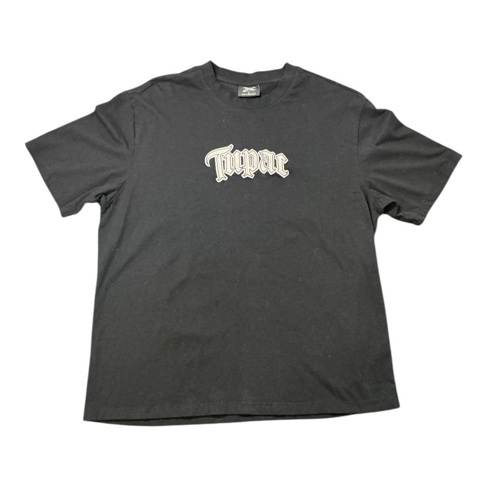 2Pac Tupac Shakur Mens Black Graphic TShirt Embroidered Logo Back Print Large Unisex T-Shirt XXL