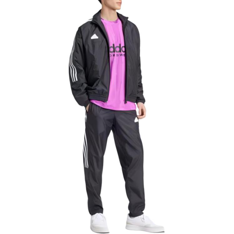Adidas House Of Tiro Track Jacket Retro Sports Zip Collar Jacket Striped Logo Long Sleeve Coat Men Jackets Black IX1349