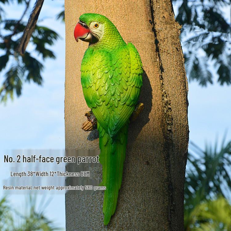 Wall-Mounted Parrot On Tree: Hanging Tree Ornament Bird Model