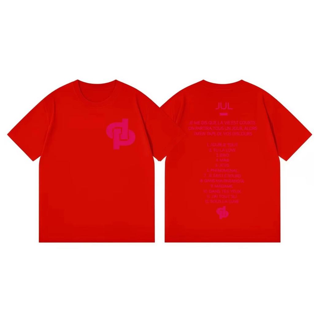Jul Französischer Rapper Tracklist & Logo Grafik T-Shirt, Unisex Oversized Streetwear Lässiges Baumwoll-T-Shirt