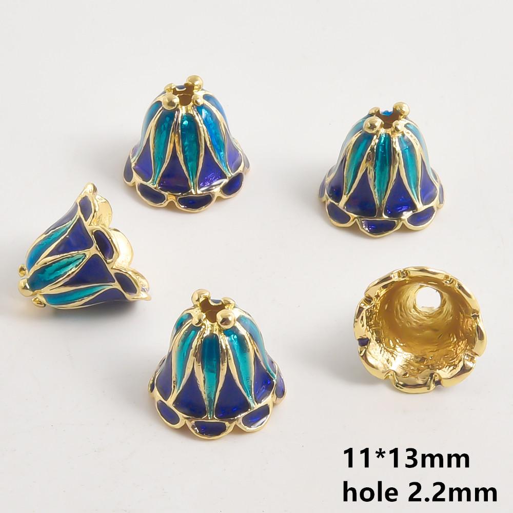 10pcs/Lot Vintage Enamel Flower Bead Cap Accessories For Jewelry Making Supplies Bohemia End Caps Handmade Connectors Materials