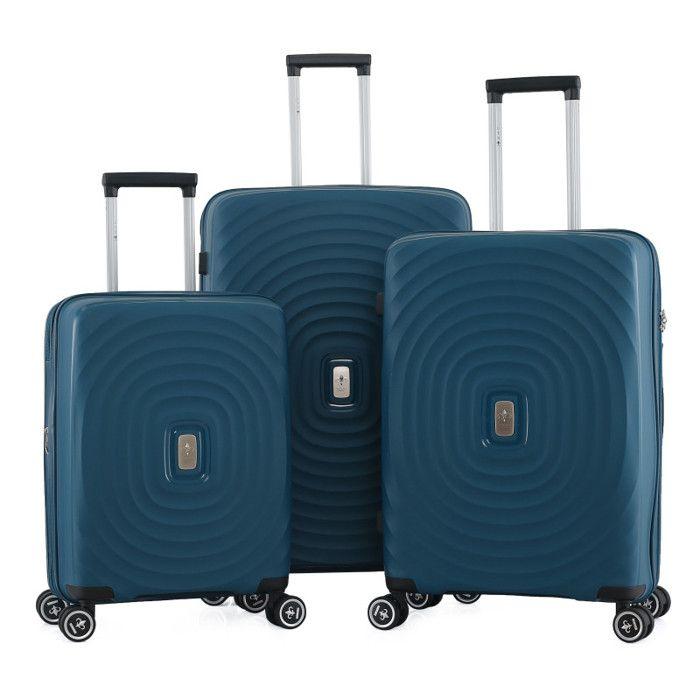 Set of 3 Expandable Hard Trolley Suitcases Polycarbonate - LYS Paris 2401/3 - Blue