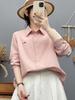 Women's Long Sleeve Embroidered Cotton Shirt - Candy Color, High Quality, Versatile Loose Fit Casual Top