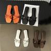 Summer Fashion Narrow Band Strange Style Low Heels Slippers Square Toe Party Beach Women Sandals Slides Shoes