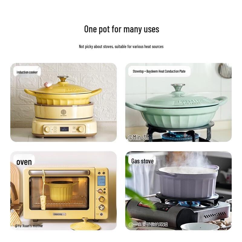 Buydeem Enamel Cast Iron Stew Pot