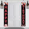 Red and Black Birthday Door Banner Decorations for Men Women, Red Black Happy Birthday Porch Sign Party Supplies, 16th 21st 30th 40th 50th 60th