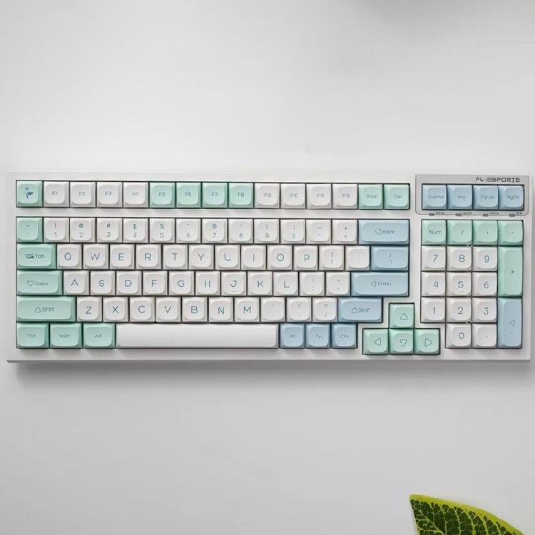 137PCS XDA PBT Keycaps with Heat Sublimated  Ice Mint Theme for Mechanical Keyboard Enthusiasts
