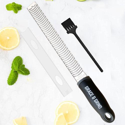 CHEFS Design ~ Premium Lemon Zester Grater with Perfectly Angle Teeth ~ Ideal for Citrus Fruits, Parmesan Cheese, Garlic, Vegetables, and Fruits (Fine