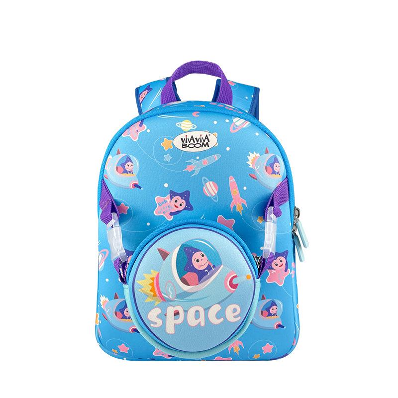 

New removable diving material children s double shoulder schoolbag cartoon animal primary school backpack light and breathable