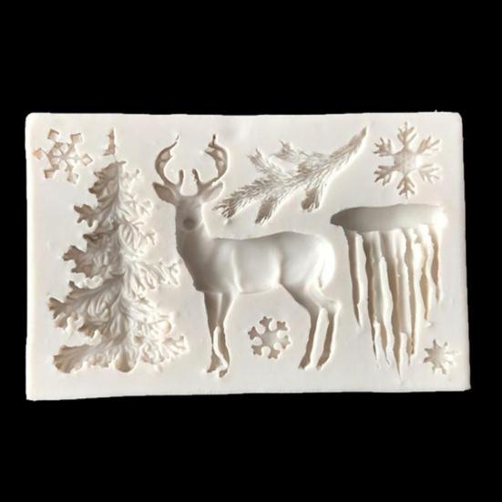 Yousheng Christmas Tree Reindeer Snowflake 3D Silicone Cake Fondant Mold DIY Baking Mould