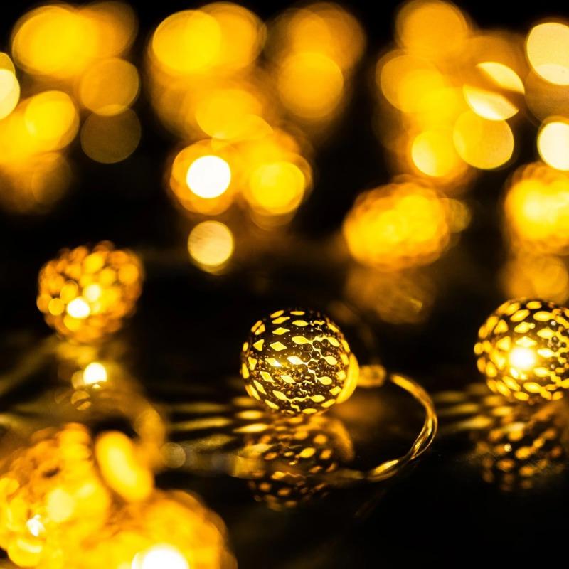 Blendende lyslenker, 20 LED 16-fots solcellelys, med 8 moduser, vanntett for innendørs og utendørs juletrær hjemme