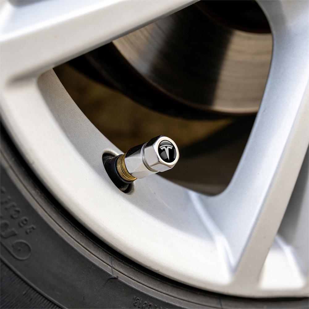 New 3D Metal Car Wheel Tire Valve Stem Caps Exterior Accessories For Tesla Model 3 Model S Model X Coil Mod WYE K80 Roadster