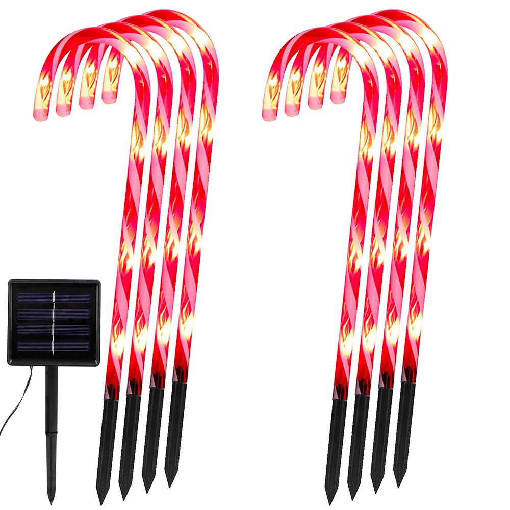 Solar Christmas Candy Cane Lights Outdoor Waterproof Christmas Day Light Pathway Marker Candy Lights Garden Passage Decoration