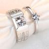 2pcs Couple 925 Sterling Silver Rings Sparkly Zircon for Women and Men Superior Luxury Wedding Jewelry Anniversary Gift