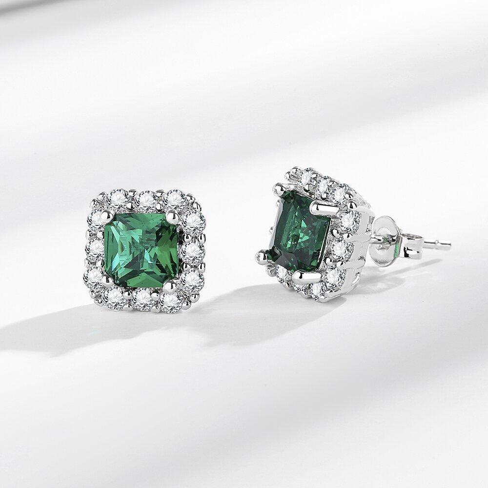 Emerald Small Sugar Zirconia Necklace Earrings Ring Female Bride Wedding Set Decorations