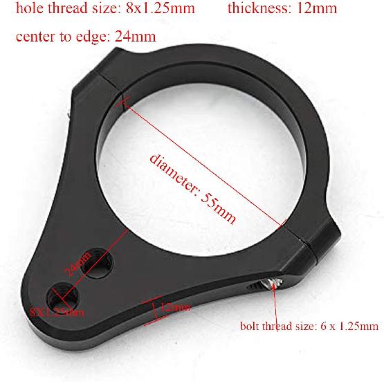 55mm CNC Aluminum Motorcycle Fork Tube Brackets Steering Damper Frame Mounting Clamp Foot Fixer Hardware Parts Stabilizer Universal