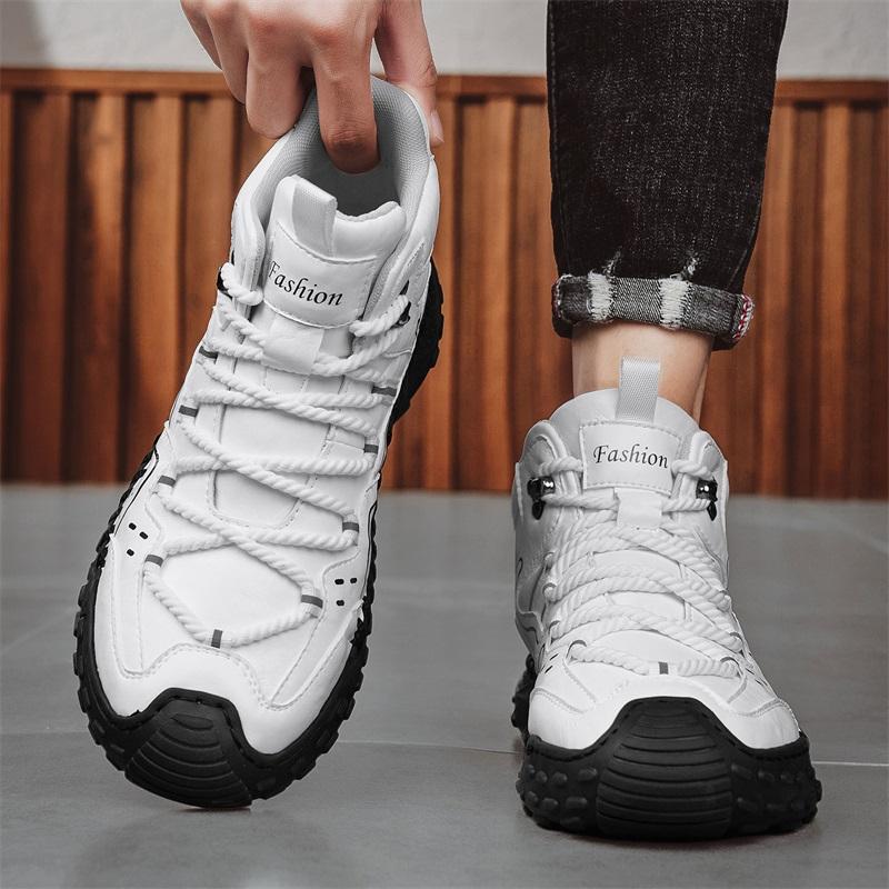 38-48Men Shoes Hand-stitching Leather Men Boots Split Leather Casual Leather Shoes Men Ankle Boots