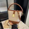 1Pc  Popular Bucket Bag Women's Messenger Bag Korean Niche Versatile Retro Canvas Handbag Messenger Bag