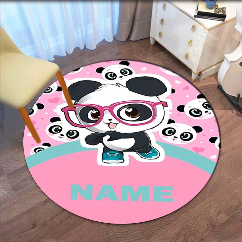 Custom Name Luluca Panda Printed Round Rug Carpet Chair Rug Area Rug Entryway Doormats,for Office Chair Living Room Bedroom Kitchen Room.