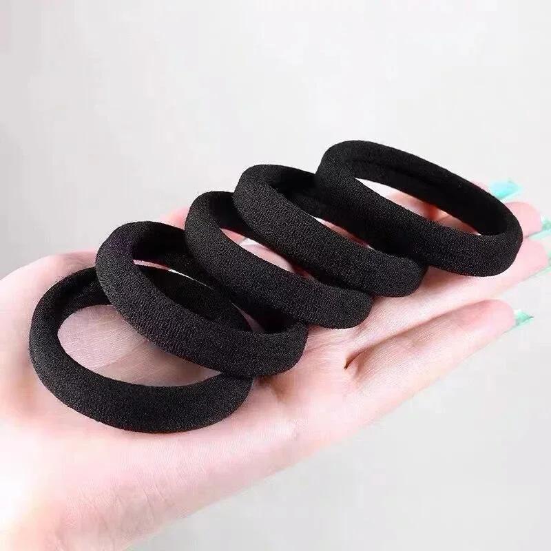 100pcs High Elastic Hair Bands for Women Girls Black Basic Hair Tie Headband Simple Ponytail Holder Headwear Hair Accessories