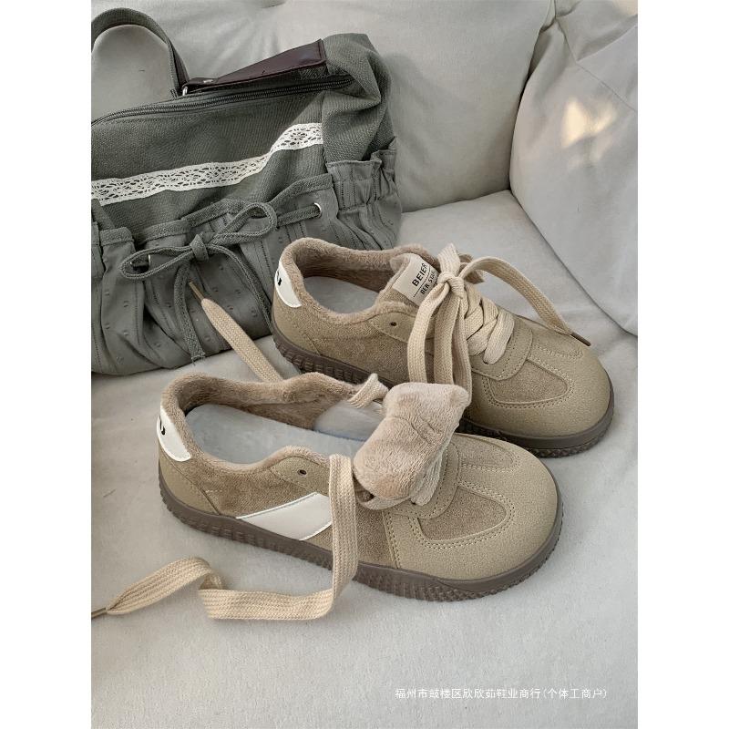 2 autumn and winter new warm cotton shoes round head retro versatile velvet board shoes casual women's snow boots men