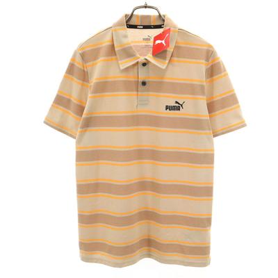 Border Pattern Short Sleeve Polo Shirt S Beige Men's Used