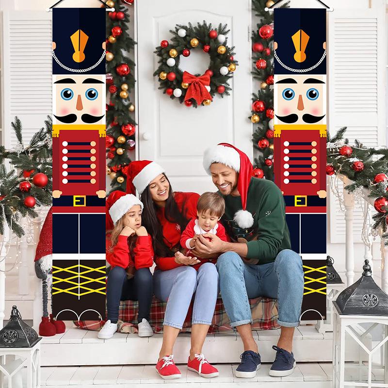 Merry Christmas Hanging Door Banner Santa Claus Snowman Couplet New Year Christmas Decorations For Home Xmas Gifts Navidad