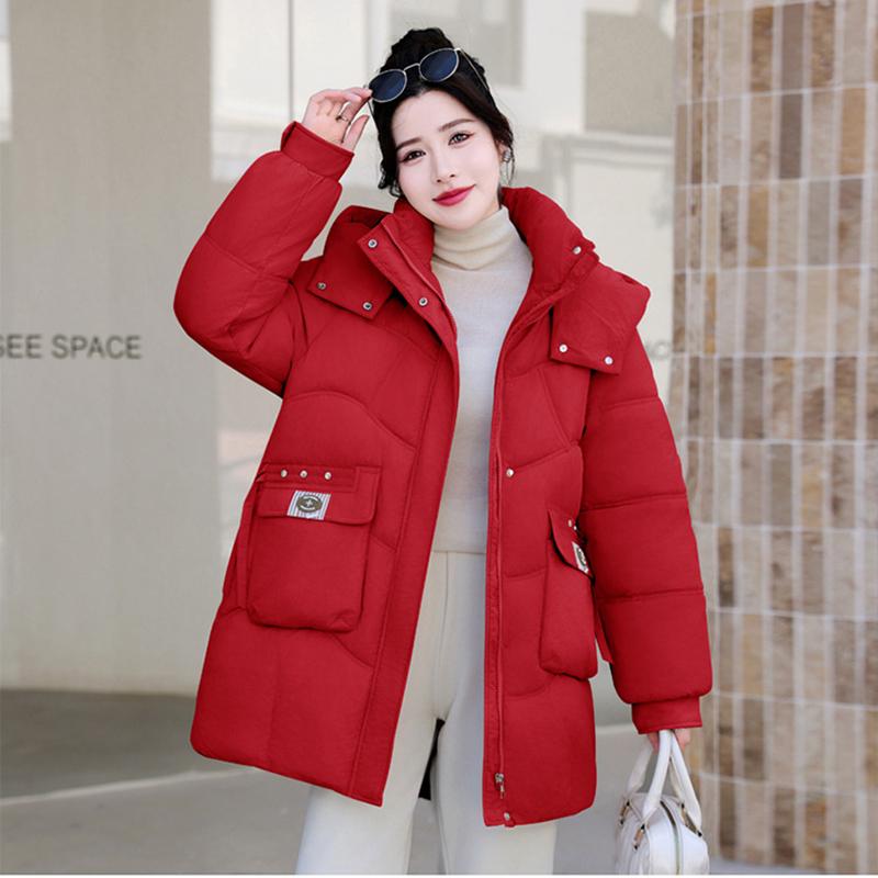 Autumn and Winter Korean Version Hooded Bread Jacket, Thick Down Cotton Jacket, Medium To Long Down Jacket, Loose Outer Jacket, Cotton Jacket