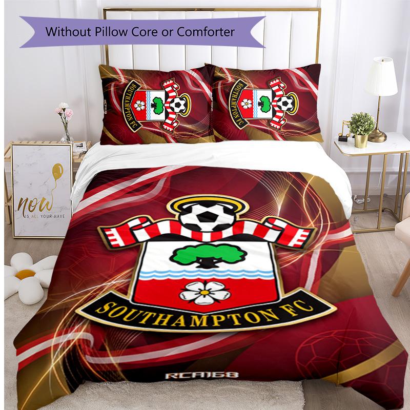 Southampton Football Printed 3 Pieces Bedding Set, Comfortable Skin Friendly Bedroom Duvet Cover Set