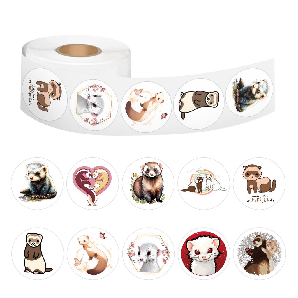 500 Stickers/rolled Ferret Cartoon Roll Tape Refrigerator Skateboard Cabinet Cup Mobile Phone Hand Tent Tape