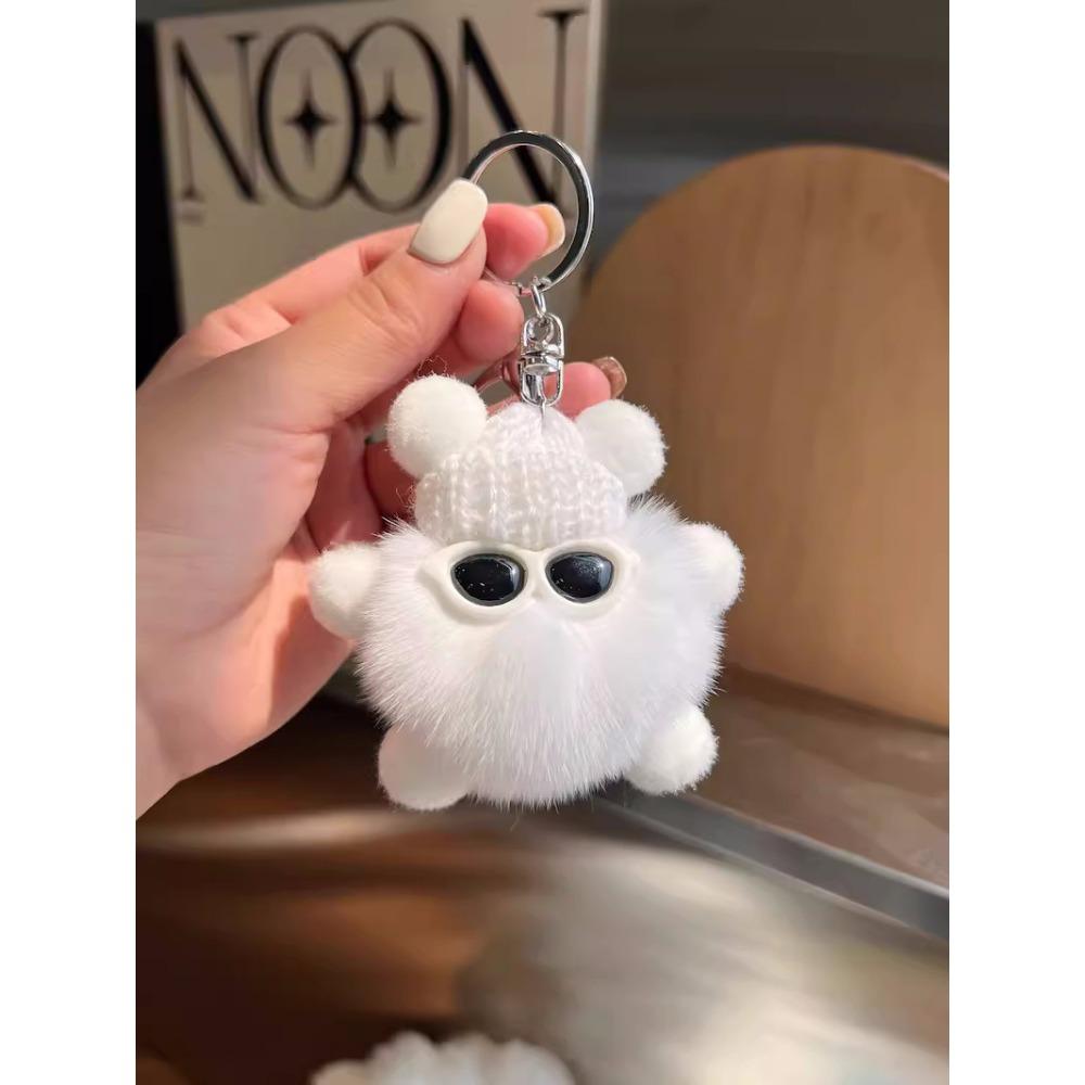 Pufos Păr de Iepure Rex Mică Minge de Cărbune Pandantiv pentru Geantă Geantă de Școală Păpușă cu Ochi Urâți Pandantiv Păpușă de Desene Animate Breloc Auto