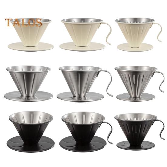 Coffee Filter Cone Stainless Steel Hand Drip Pour Over Coffee Funnel with Spiral Ribs Dishwasher Safe V-Shaped Coffee Filter for Most Coffee Makers