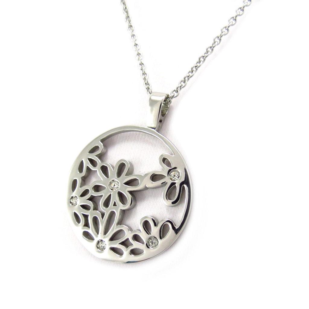 Altesse [K6024] - Collier acier 'Calypso' argenté (fleur)