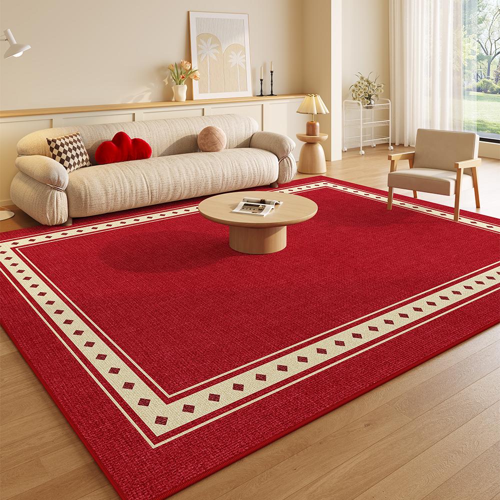Red New Year Living Room Carpet, Cream Style, Festive And Easy To Clean, Dining Room, Bedroom Floor Mat, Home Decoration
