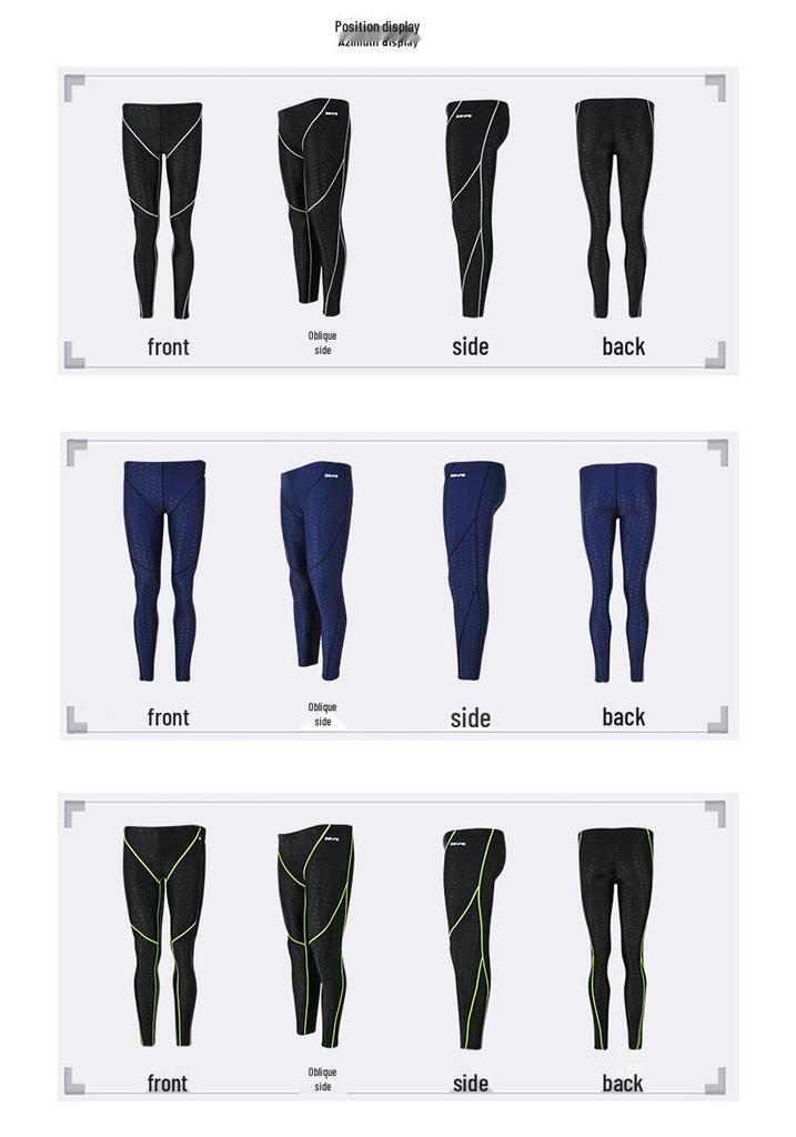 Men's Quick-Dry Water-Repellent Sharkskin Long Leg Swim Trunks for Competition, Winter Swimming, Diving, and Surfing