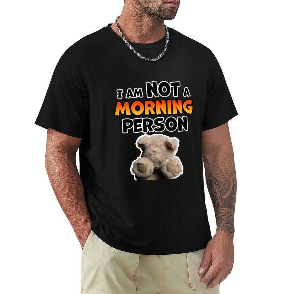 I Am Not A Morning Person Sleepy Polar Bear T-Shirt Oversized T Shirt Boys Animal Print Fruit Of The Loom Mens T Shirts