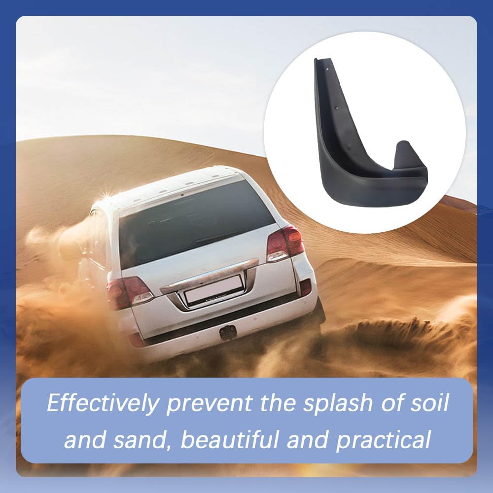 Mud Flaps, Splash Guard, No Drilling Required Mud Guards with Hardware Kits, Front and Rear Side Splash Guards Vehicle Sediment Protection Automotive