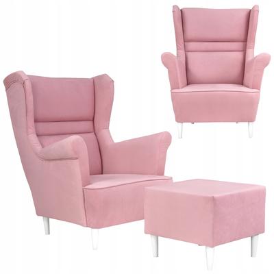 Zoja Wing Chair with Footrest Scandinavian Pink Powder