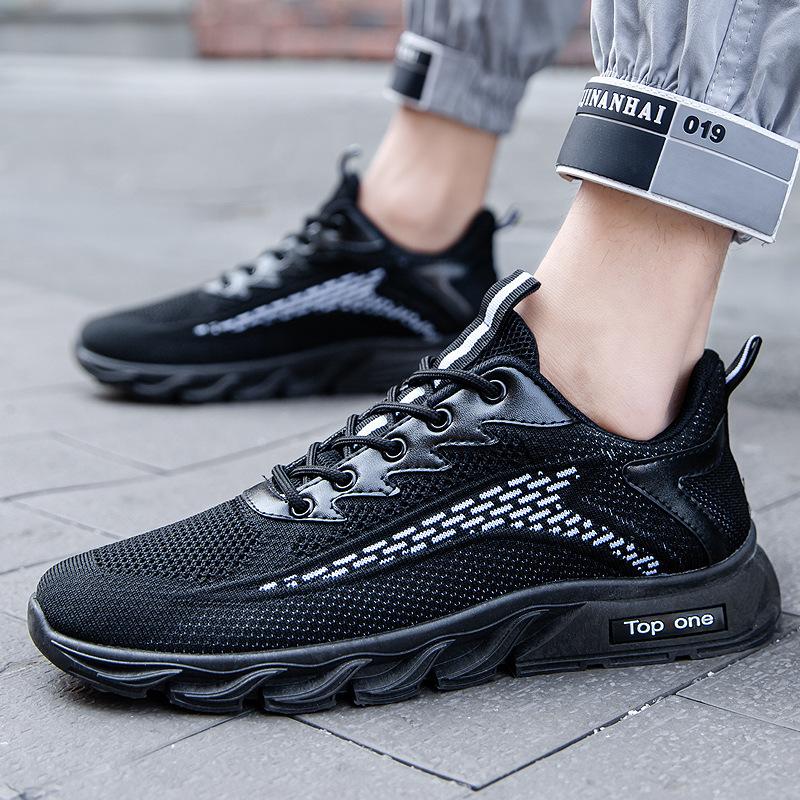 Herbst Neue Herrenschuhe Sport Mesh Fliegende Gewebte Schuhe Leichte Luftkissen Freizeitschuhe Trendy Daddy Schuhe Herren