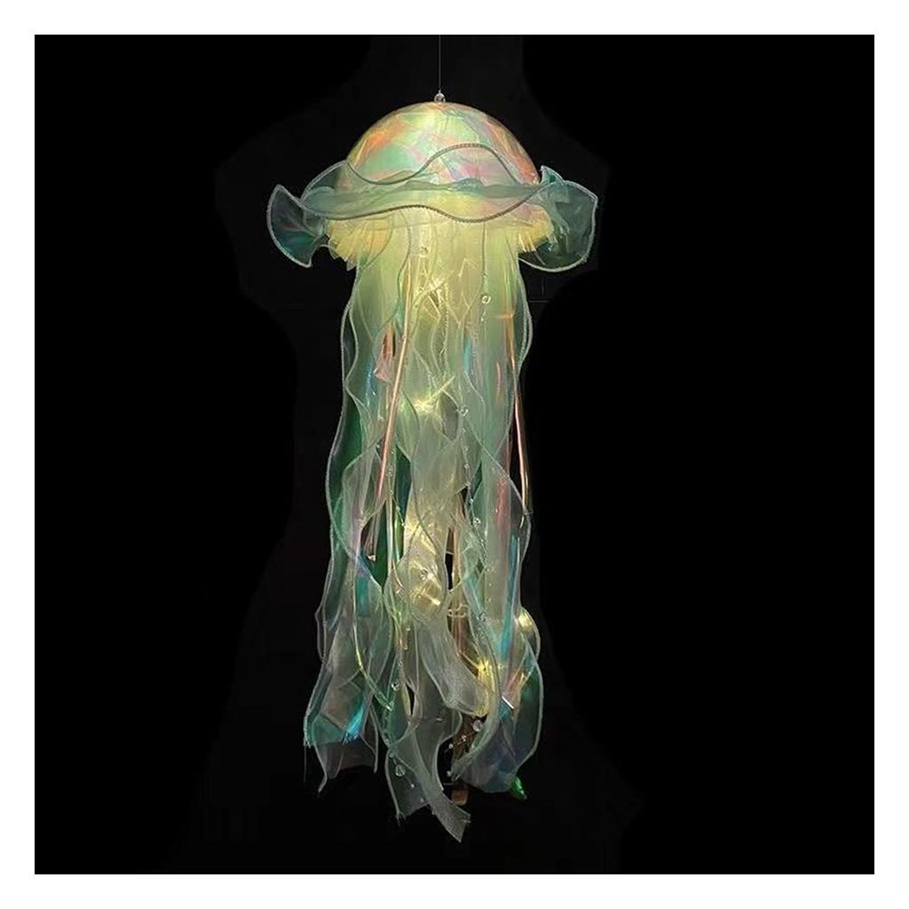 Portable LED Jellyfish Lantern Glitter Hanging Jellyfish Lanterns with Bright Strip Bedroom Decor Supplies Gifts for Kids Girls