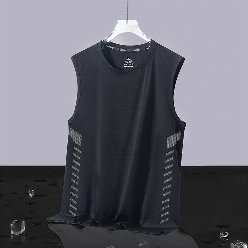 Men's Plus Size Ice Silk Sleeveless Quick-Dry Crew Neck Tank Top - Casual Loose Summer Sportswear