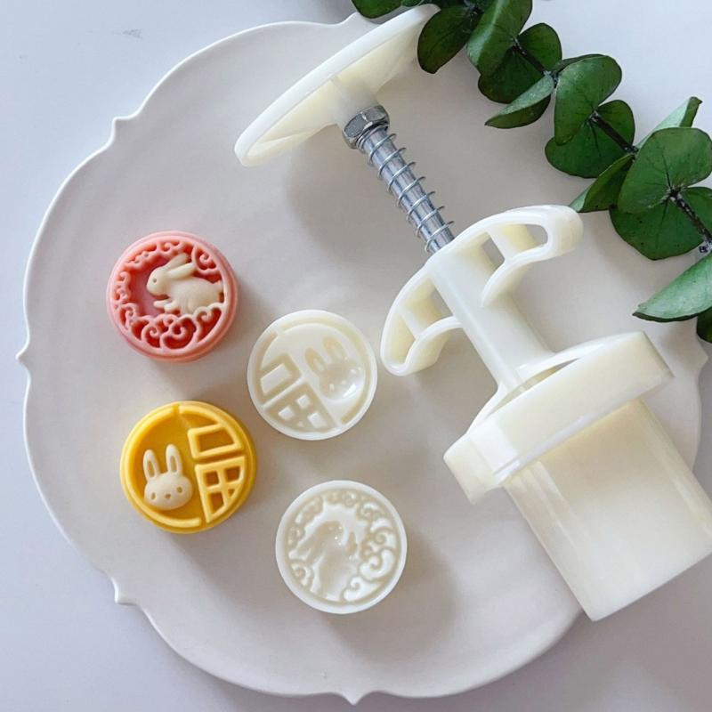DIY Round Mooncake Mold Versatile Festival Cake Making Molds Biscuits Hand Press Mould for Home Cooks and Food Lovers