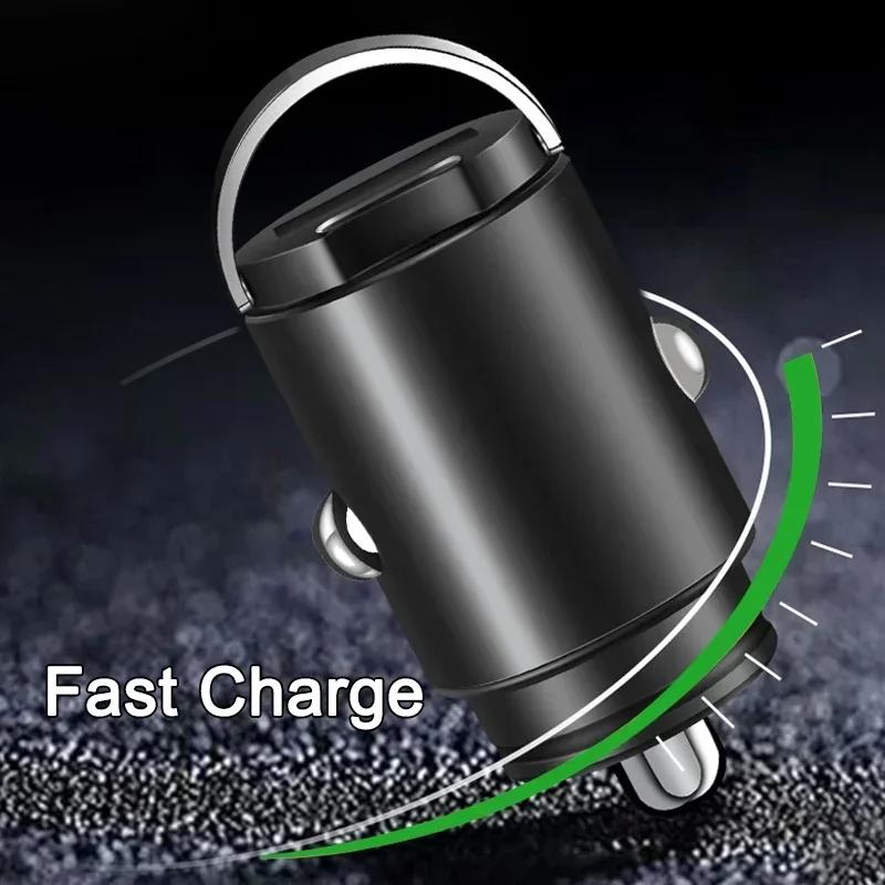 Mini 100W/200W Hidden Car USB Charger Super Charge Dual USB Port Cigarette Lighter Adapter 30W PD for IPhone IPad Android