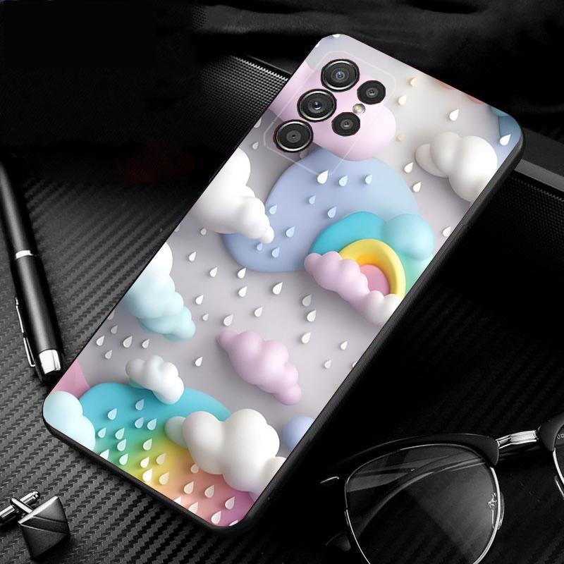 Kawaii Rainbow Clouds Stars Phone Case For Samsung A35 A55 A54 A15 A25 A05s A05 A22 A24 A52 A33 A34 M34 M14 M54 M23