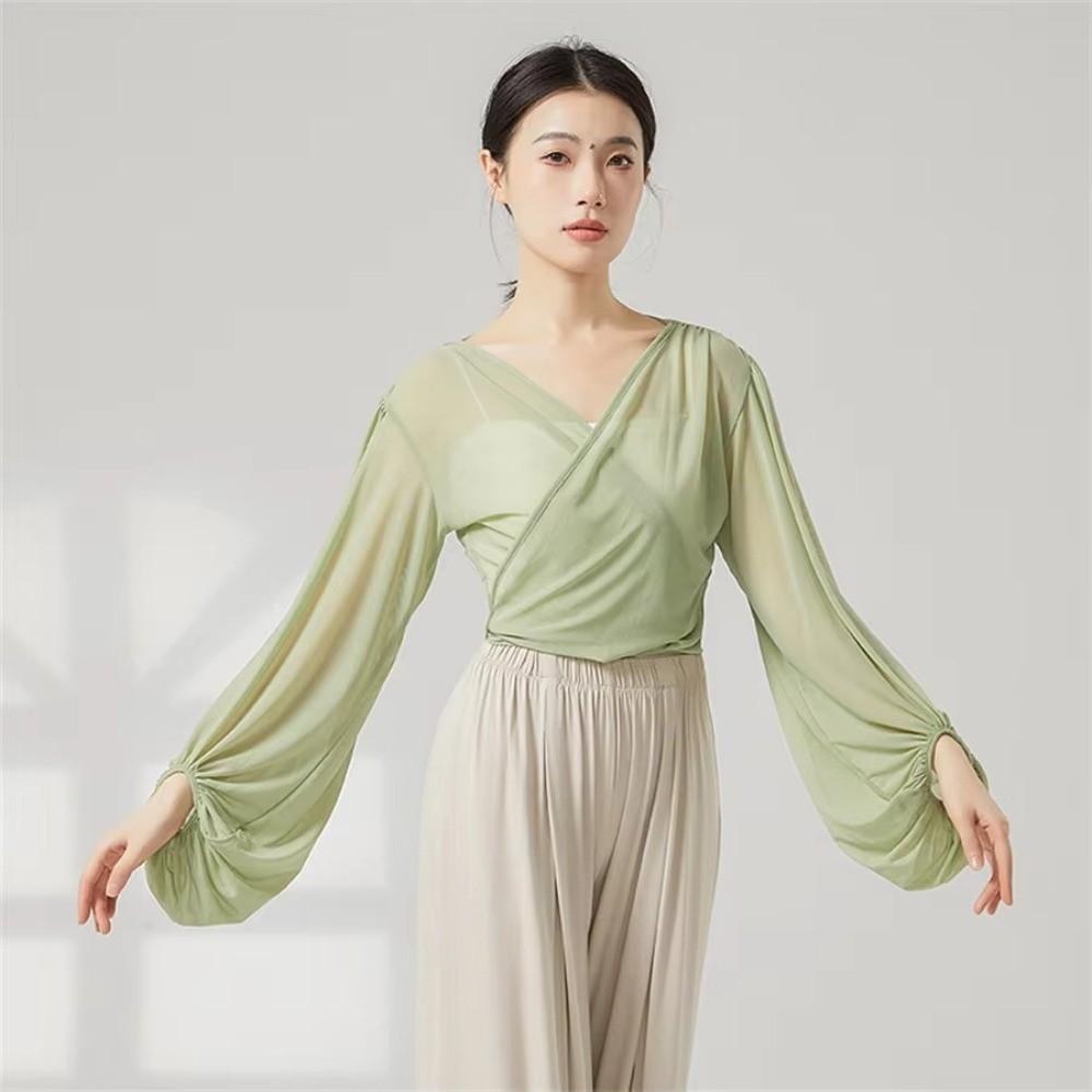 Long Sleeve Classical Dance Tops Soft Fabric Dance Performance Costume Dance Top Dance Training