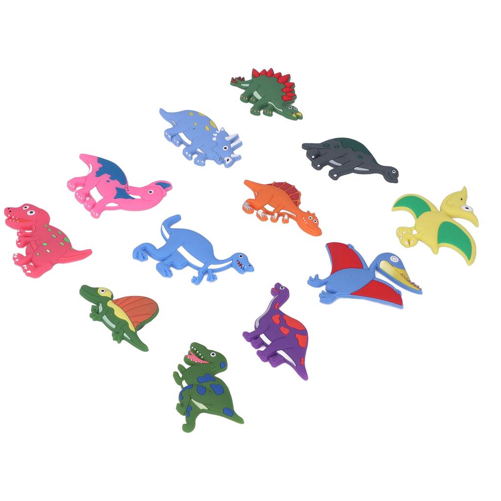 12pcs Refrigerator Magnets Cute Soft Silicone Strong Magnetism 3D Dinosaur Patterns Magnets for Fridge Kitchen