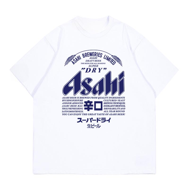 2025 Japan Asahi Beer T-shirt Summer Unisex Wear with American Retro Loose Casual Cotton Short-sleeved Clothes