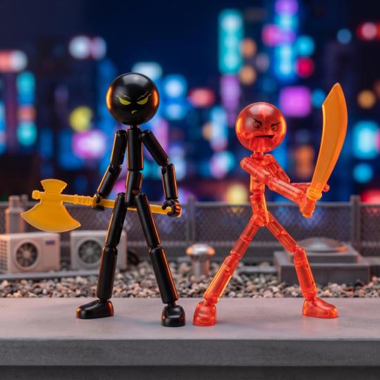 3/6Pcs Posable Stickman Action Figure with Handheld Items Movable Joints Stickman Fidget Toy Desktop Decoration Gift for Collectors