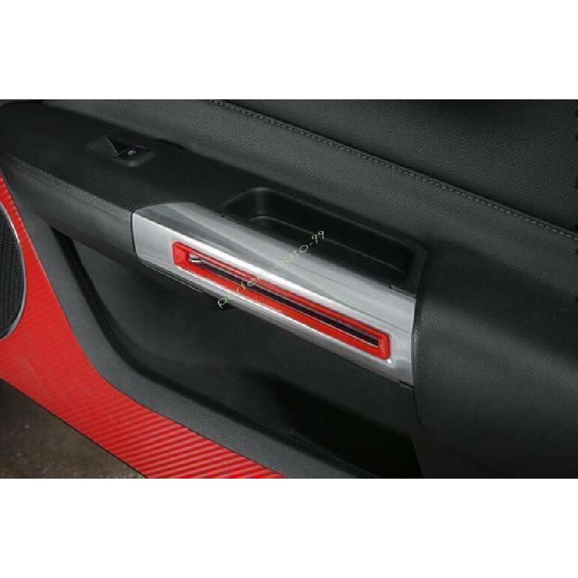 For Ford Mustang 2015- Bright Red Inner Door Handle Bowl Lock Strip Trim 2X