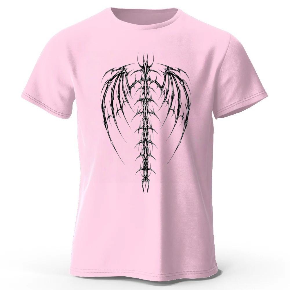 New Dark Devil Spine Print Pure Cotton Short Sleeved Menswomens Loose Soft and Comfortable Tshirt for Street Fashion Top